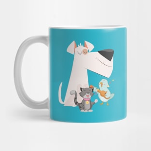 Cute Animal Band with Terrier, Cat and Bird Mug